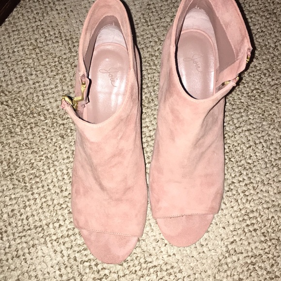 JOIE REAL SUEDE BLUSH COLOR PEEP TOE LEATHER SOLED EUC BOOTIES WORN 1x size eu40 - Picture 2 of 13